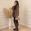Faux Fur PatchworkTwisted Knitted Cardigan Women Elegant Lapel Long Sleeve Pockets Furry Knitwear Autumn Female Loose Outerwears