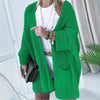 Knitted Long Cardigan for Women Autumn Casual Loose V-Neck Sweater Coats Ladies Elegant Solid Jumper with Pocket Suit Jackets