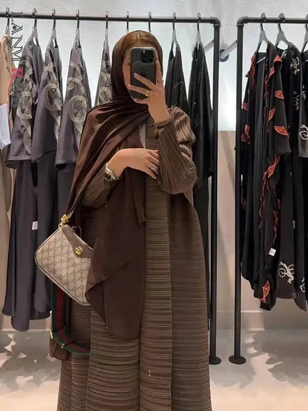 Solid Color Cardigan Long Robe Folded Windbreaker For Women Loose Casual Coffee Long Coat 2DB2952