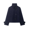 Women's Autumn Winter Stand Collar Thick Jackets Autumn Female Single Breasted Loose Long Sleeve Coats Lady Short Outwear