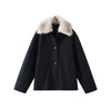 Autumn Winter Fur Lapel Woolen Jacket For Women Brown Elegant Long Sleeve Single Breasted Coats Lady Chic Street Outerwear