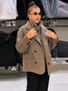 Solid Women's Vest Woolen Coat Full Sleeve Lapel Pocket Double-Breasted Lady Set Autumn Chic 2 Pieces Set Women