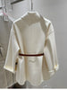 Women Winter Cashmere Wool Woolen Jacket Real Natural Fox Fur Pocket Coat Ladies Outwear Jacket