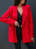 Blazer women casual Autumn Winter Long-sleeved double-breasted solid color long blazer women's clothing