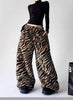 Women's zebra stripe print loose plush pants Tiger Print Lamb Wool Warm Casual Pants Women Y2K Straight Casual Trousers