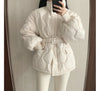 Women Winter Warm Thick Cotton Coat Women With Belt Stand Collar Cotton Padded Jacket Korean Loose Women Parka Outwear