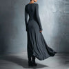 Elegant Long Sleeve Ruched Maxi Dresses For Women O Neck Slim A-Line Long Dress Women Evening Party Dress