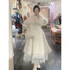 Temperament Coat Cape Shawl Two on Winter Ladies' Butterfly Bow Solid Color Medium Long Collar Coat for Women
