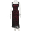 Vintage Elegant Goth Dress Women Sexy Streetwear Fairy Grunge Aesthetic Cross Pattern Spaghetti Strap Party Dress Female