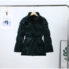 Shiny Belted Waist Jacket For Women Casual Detachable Hood Zipper Pockets Coat Lady Winter Chic Street Outerwear