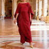 Big Size Chic Women's Pleated Two Pieces Set Casual Loose Pleated Floral Drawstring Long Top And Wide Leg Pants 2DB5506