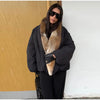 Women Faux Fur Collar Puffer Jacket Lapel Oversized Long Sleeve Warm Loose Thick Coat Female Winter Casual Jackets