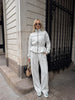 Women Black Track Suit Jacket Two Piece Suit Zip Up Cinch Waist Coat Wide Leg Pants Lady Autumn Street Matching Set