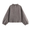 Ladies Elegant Knit Gray Dress Suits Button Loose Cardigans+Ruffles Mini Skirts Sets Winter Women 2 Piece Sets