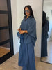 Loose Plaid Shirt Pants Two-piece Set Three Quarter Sleeve Oversize Blouses Wide Leg Pants Suit Women Casual Sets