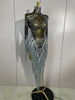 Sexy Sparkly Rhinestone Sequins Tassel Mesh Transparent Dress Women Evening Birthday Party Nightclub Dance Singer Stage Outfit
