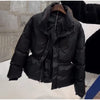 Elegant Cotton Warm Women's Jacket Autumn Winter Loose Full Sleeve Zipper Stand Collar Thicken Coats Waist Outwear Lady