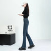 Winter Female Thin Snow Warm Plush Jeans Lady Chic Fleece Flared Pants Girls Korean High Waist Straight Leg Denim Trousers