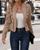 Womens Faux Suede Jacket Open Front Jacket Coat Double-Breasted Buttons Casual Outerwear