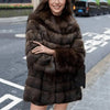 Brown Hooded Women's Faux Mink Fur Coat Thick Autumn Winter Chic Cardigan Mid Length Loose Warm Jackets 2DB4632