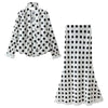 Sexy V Neck Polka Dots Satin Long Dress Women's Hight Waist Evening Dress Elegant Draped Long Sleeve Ribbon Slim Gowns