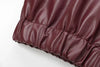 Wine Red Faux Leather Jakcet Outerwear Thicken Zipper Lapel Pu Coats Autumn Winter Streetwear Ladies Tops Women
