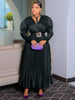 Plus Size Women's Dress Set Long Sleeve V-neck Blouse and Pleated Maxi Long Skirts Suit Birthday Two 2 Piece Set Outfits