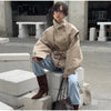 Solid Stand Collar Trench Short Coats Button Long Sleeve Pocket Zipper Windbreaker Lady High Street Outerwear