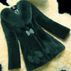 Autumn/Winter Imitation Fur Coat Middle Aged Mother Thicken Warm Fur Collar Coats Women's Medium Length Slim Overcoat