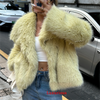 Casual Brown Thick Fur Jackets Women Long Sleeve V Neck Autumn Winter Faux Fur Coats Streetwear Outwears