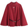 Women's Jackets Oversized Belt Tunic Jacket Autumn Winter Coat Female Red Brown Black Jacket Cropped Bat Sleeved Outerwears