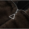 Women Dark Brown Faux Fur Coat Stand Neck Zipper Loose Solid Pullover Spring Chic Lady Casual High Street Outwear