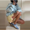 Autumn Y2K Women Stand Collar Zipper Jacket Color Contrast Stitching Loose Long Sleeve Casual Daily Short Outerwear Coat