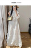 Women's Pleated Dress Elastic Loose Three Quarter Sleeve Stand Collar Dresses With Irregular Pleats2DB8596