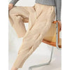 Versatile Slim Pleated Pencil Pants Women Elastic High Waist Solid Color Trousers Casual Autumn 2AA3771
