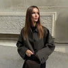 Woolen Women's Jacket Elegant Loose Long Sleeve Turndown Single Breasted Female Overcoat Winter Casual Lady Coat