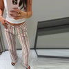 Colorful Striped Jeans Women's Long Pants Female High Street Low-waisted Pockets Denim Trousers Women's Holiday Outwear