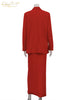 Loose Red Office Women's Two Pieces Set Elegant Long Sleeve Blazer With High Waist Slit Long Skirt Set Female