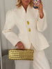 French Two Piece Sets for Women Stand Collar Long Sleeves Patchwork Button Top High Waist Pant Set Female