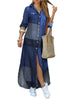 Spring Autumn Casual Shirt Long Dress Elegant Long Sleeve Button Loose Holiday Party Dresses For Women Robe Femme