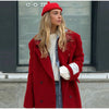 Women Olive Green Oversized Coat Notched Lapel Double Breasted Straight Outerwear Vintage Fall Winter Daily Office Outfit