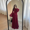 Women Chiffon Solid Ruffled Dress Flare Sleeve Round Neck Elegant Maxi Gown Evening Party Holiday Lady