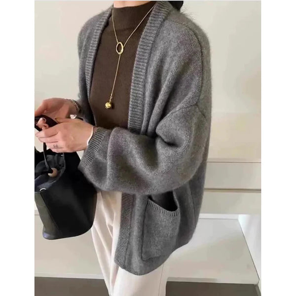 Lazy Wind Long Cashmere Sweater Women's Knitted Cardigan Sweater Coat