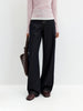 Fall Women‘s High Rise Raw Denim Barrel Leg Jeans, Slim Straight Horseshoe Trousers for Modern Minimalist Style
