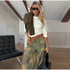 Printed Curved Wide Leg Denim Jeans High Waist Seam Detail Casual Women All-match Long Pants Autumn Chic Outfits