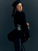 Sexy Hollow Out Puff Sleeves Top Women Chic Waist-cinching Single-breasted Shoulder Pad Short Coat Lady Solid Outwear