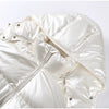 Shiny Hooded Cotton Jacket For Women Solid Long Sleeve Zipper Pockets Coats Lady Winter Street Warm Chic Outerwear