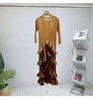 French Irregular Women's Pleated Dress O-neck Tie Three Quarter Sleeve Temperament Cake Dresses Spring 2DE172