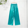 Loose Glossy Satin Solid Sports Jacket Pants Sets Women Stand Zipper Long Sleeve Coats Drawstring Wide Leg Pant Spring Suit