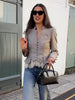 Elegant V-Neck Suit Jacket Chic Lace Patchwork Single Breasted Long Sleeve Daily Blazer Lady Autumn Office Streetwear